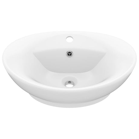 Vidaxl Washbasin med landing oval 58,5x39 cm keramisk mat hvid