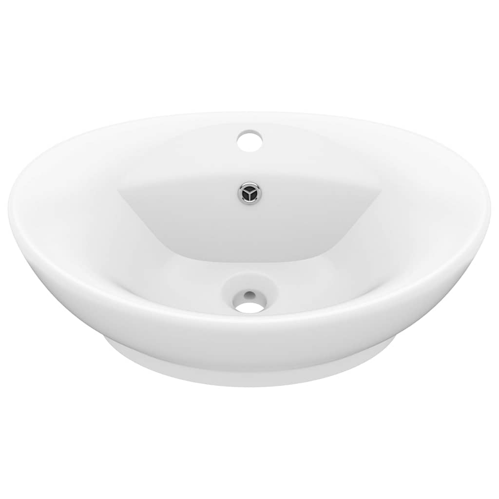 Vidaxl Washbasin med landing oval 58,5x39 cm keramisk mat hvid