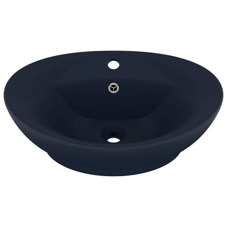 Vidaxl Washbasin med landing oval 58,5x39 cm keramisk matt mørkeblå