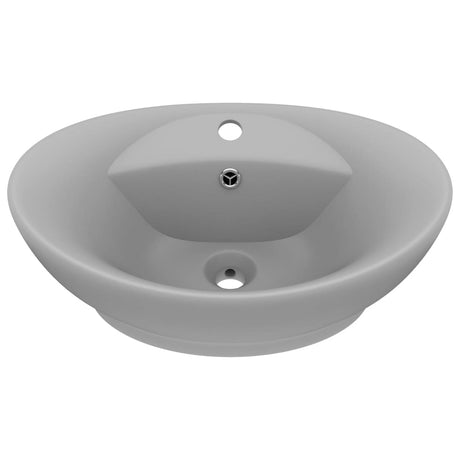 Vidaxl Washbasin med landing oval 58,5x39 cm keramisk matt lysegrå