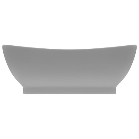 Vidaxl Washbasin med landing oval 58,5x39 cm keramisk matt lysegrå
