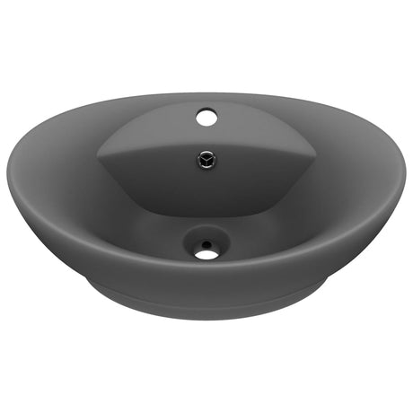 Vidaxl Washbasin med landing oval 58,5x39 cm keramisk matt mørkegrå