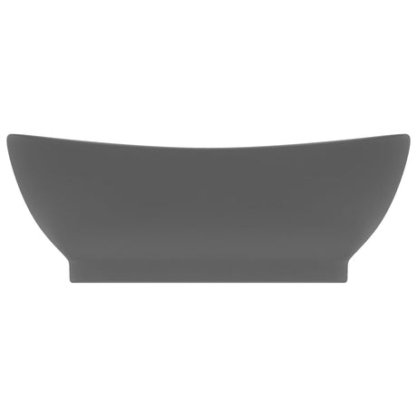 Vidaxl Washbasin med landing oval 58,5x39 cm keramisk matt mørkegrå