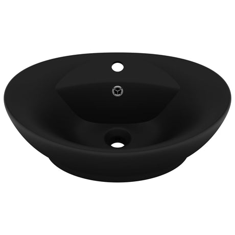 Vidaxl Washbasin med landing oval 58,5x39 cm keramisk mat sort