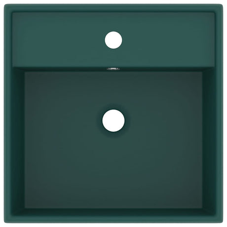 Vidaxl Washbasin med Landing Square 41x41cm keramisk matt mørkegrøn