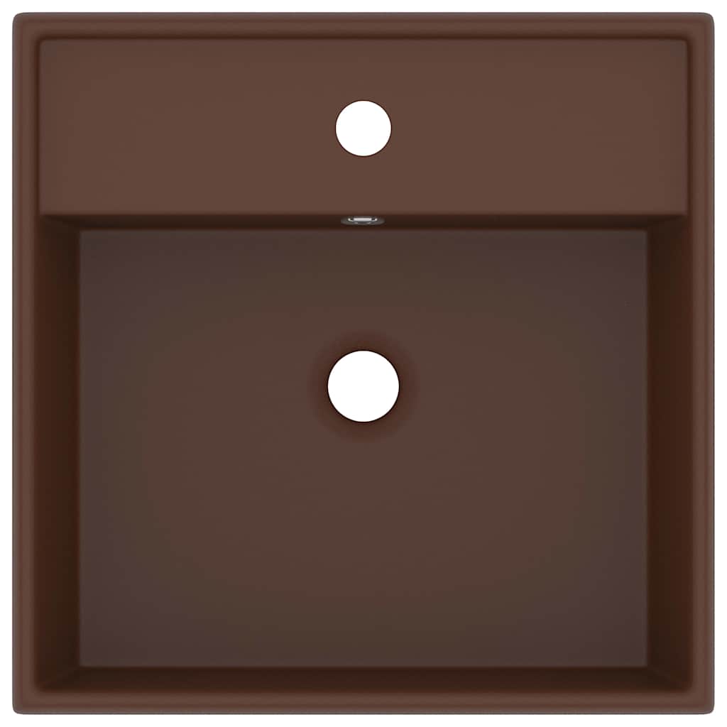 Vidaxl Washbasin med Landing Square 41x41cm keramisk Matt mørkebrun