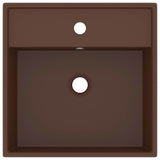 Vidaxl Washbasin med Landing Square 41x41cm keramisk Matt mørkebrun