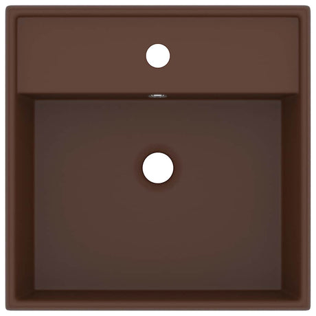 Vidaxl Washbasin med Landing Square 41x41cm keramisk Matt mørkebrun