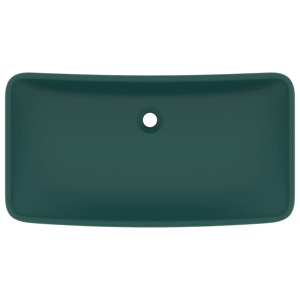 Vidaxl Washbasin rektangulær 71x38 cm keramisk mat mørkegrøn