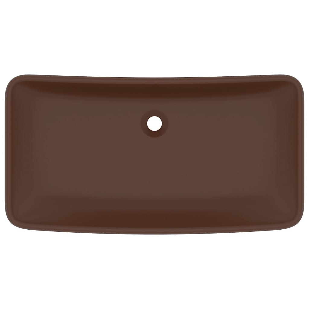 Vidaxl Washbasin rektangulær 71x38 cm keramisk matt mørkebrun