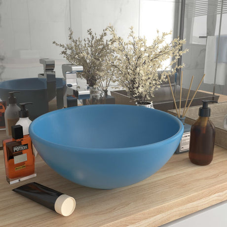 Vidaxl Washbasin Runde 32,5x14 cm Keramisk Matt Light Blue