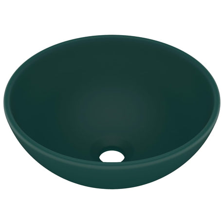 Vidaxl Washbasin Runde 32,5x14 cm Keramisk Mat mørkegrøn