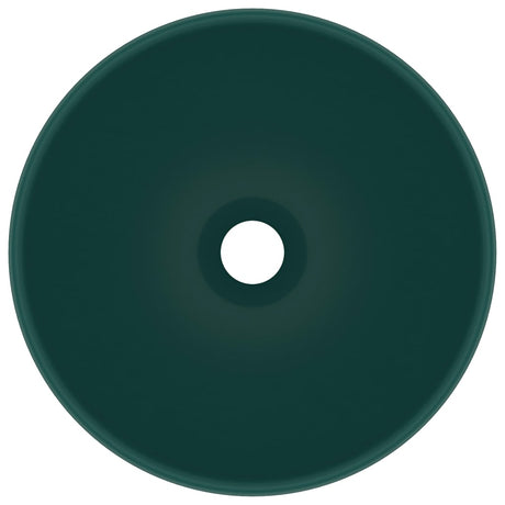 Vidaxl Washbasin Runde 32,5x14 cm Keramisk Mat mørkegrøn