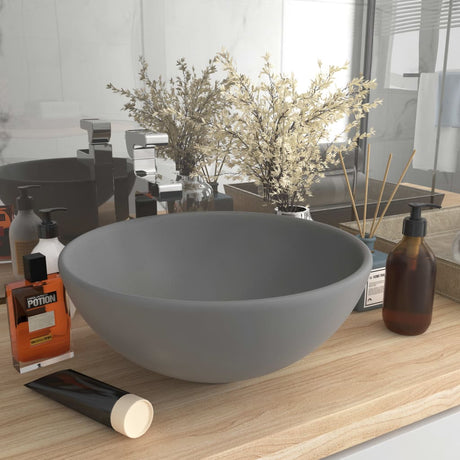 Vidaxl Washbasin Runde 32,5x14 cm Keramisk Matt Light Gray