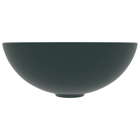 Vidaxl Washbasin rundt keramisk mørkegrøn