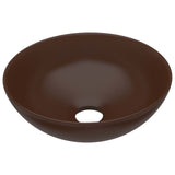 Vidaxl Washbasin rundt keramisk mørkebrun