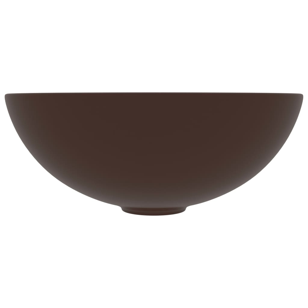 Vidaxl Washbasin rundt keramisk mørkebrun