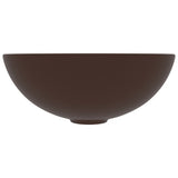 Vidaxl Washbasin rundt keramisk mørkebrun