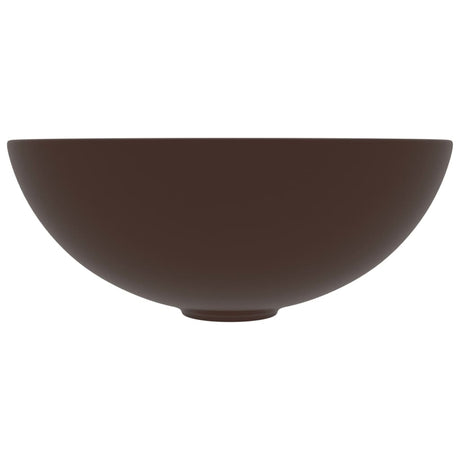 Vidaxl Washbasin rundt keramisk mørkebrun