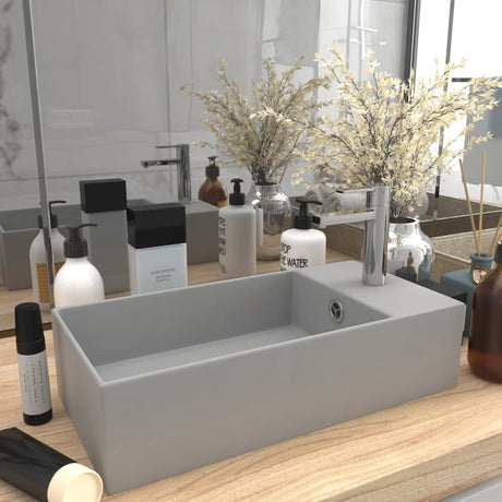 Vidaxl Washbasin med landing keramisk lysegrå