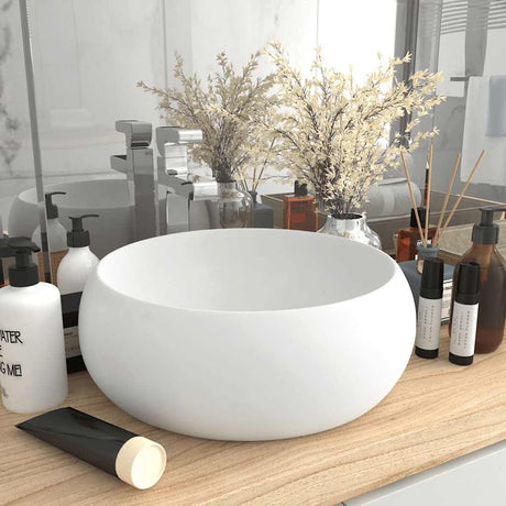 Vidaxl Washbasin omkring 40x15 cm keramisk mat hvid
