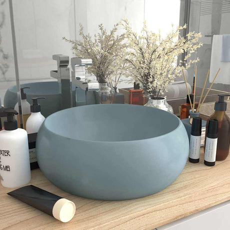 Vidaxl Washbasin Round 40x15 cm Keramisk Matt Light Blue