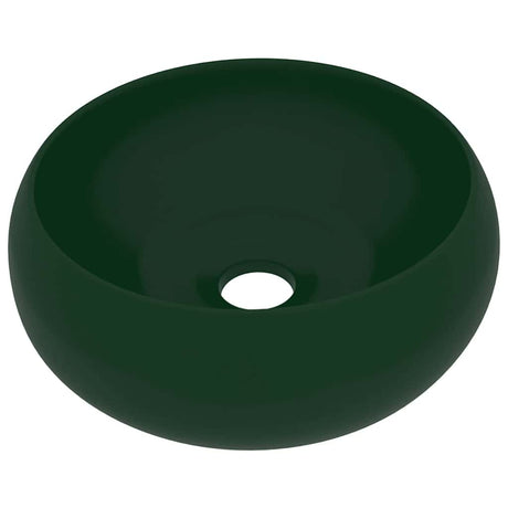 Vidaxl Washbasin Round 40x15 cm keramisk Mat mørkegrøn