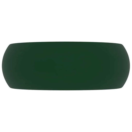 Vidaxl Washbasin Round 40x15 cm keramisk Mat mørkegrøn
