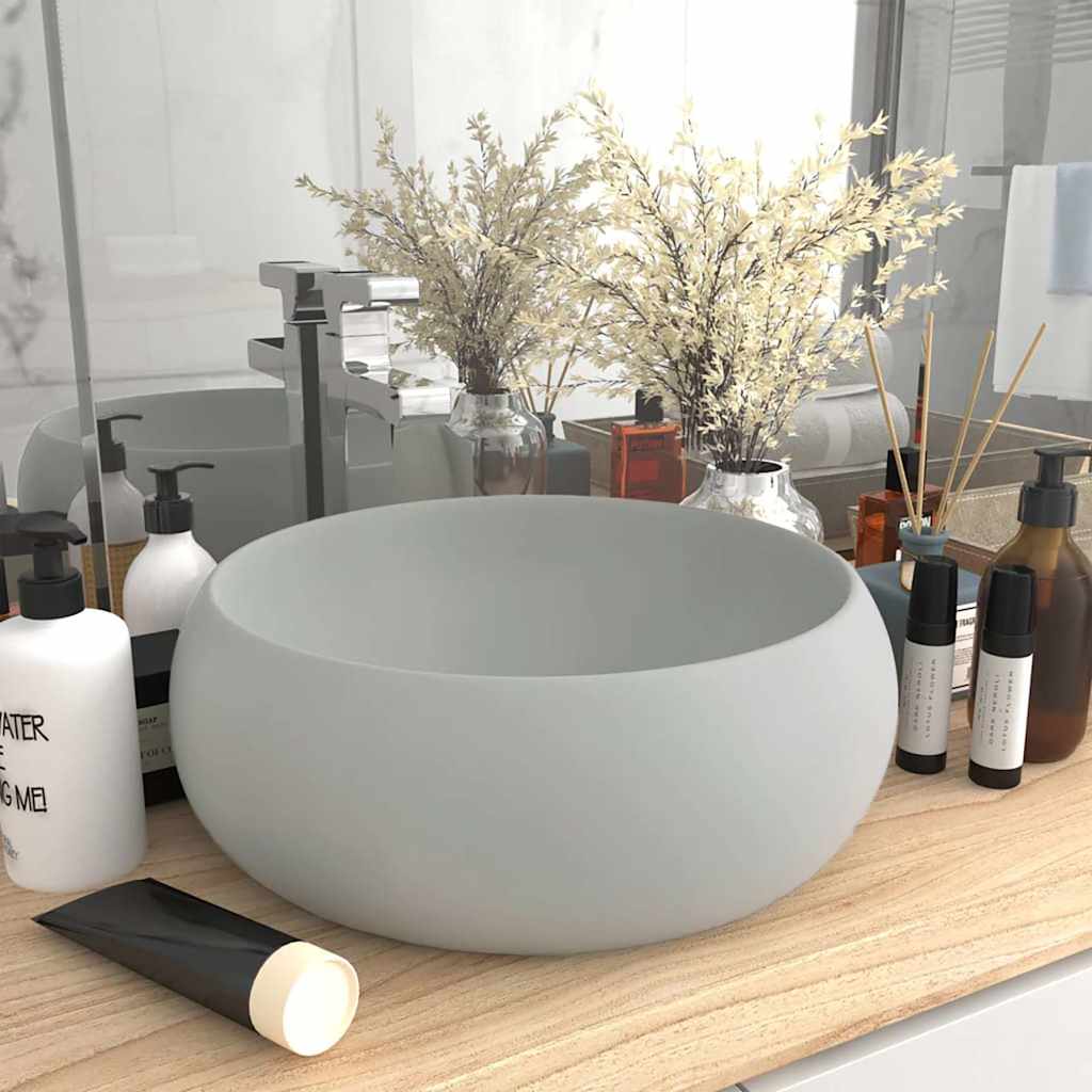 Vidaxl Washbasin Round 40x15 cm keramisk matt lysegrå