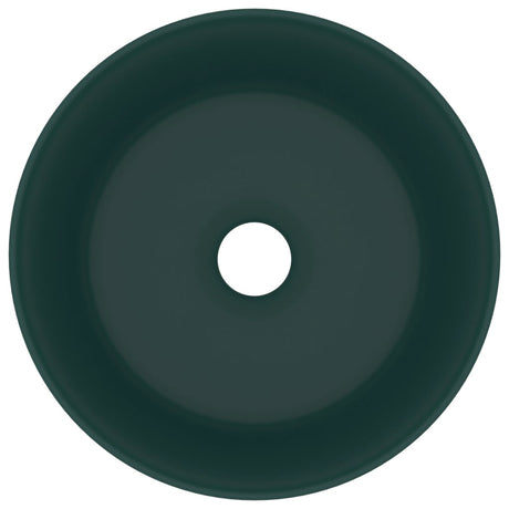 Vidaxl Washbasin Round 40x15 cm keramisk Mat mørkegrøn