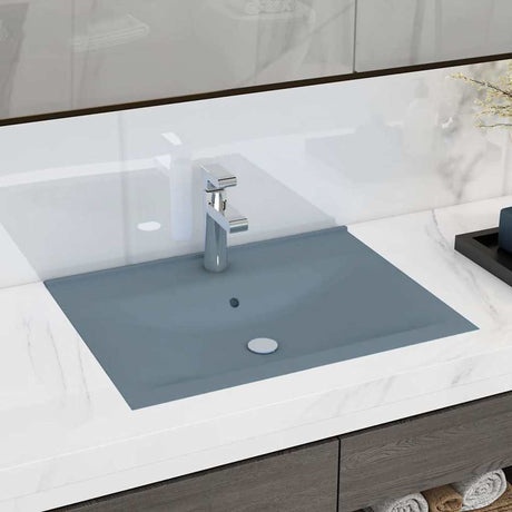 Vidaxl Washbasin med taphul 60x46 cm keramisk matt lyseblå