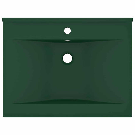 Vidaxl Washbasin med Tap Hole 60x46 cm keramisk matt mørkegrøn