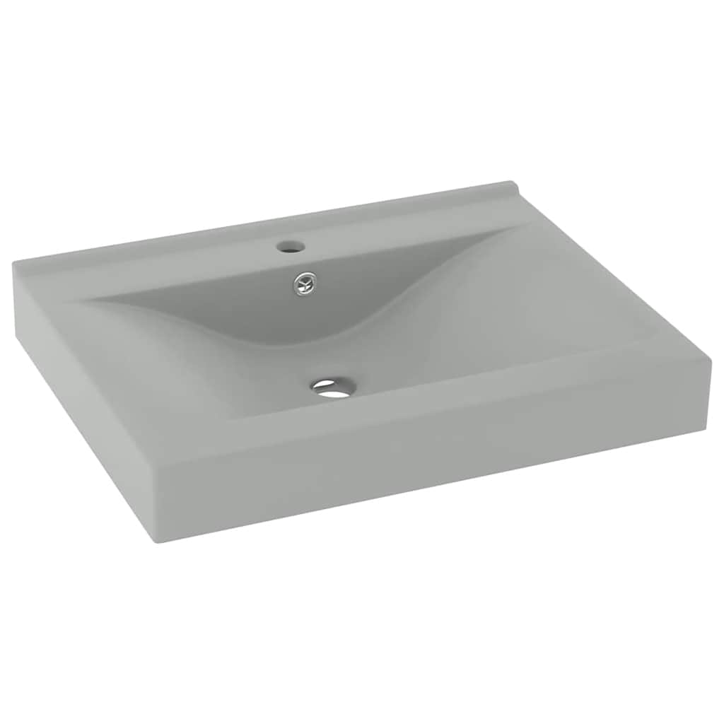 Vidaxl Washbasin med taphul 60x46 cm keramisk matt lysegrå