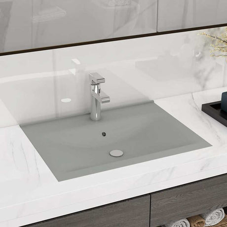 Vidaxl Washbasin med taphul 60x46 cm keramisk matt lysegrå