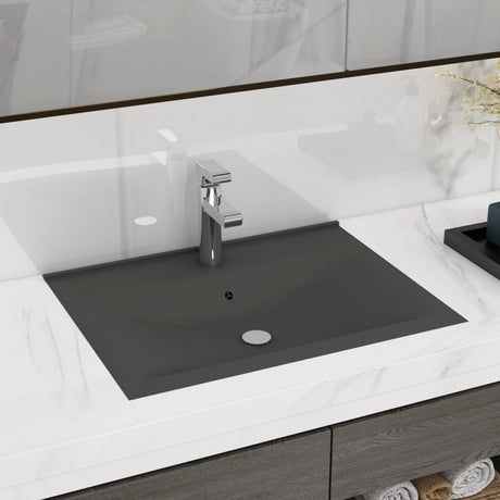 Vidaxl Washbasin med Tap Hole 60x46 cm keramisk matt mørkegrå