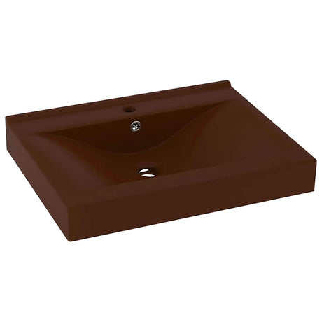 Vidaxl Washbasin med Tap Hole 60x46 cm keramisk matt mørkebrun