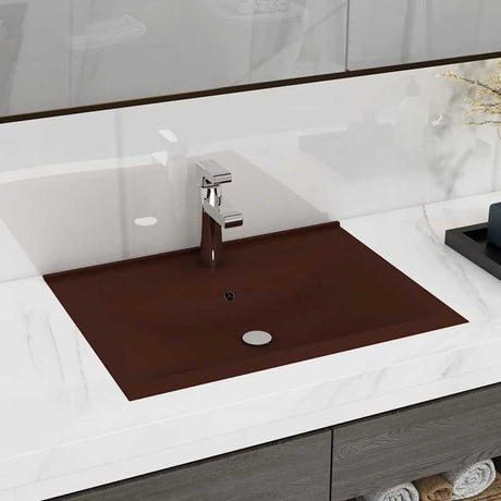 Vidaxl Washbasin med Tap Hole 60x46 cm keramisk matt mørkebrun