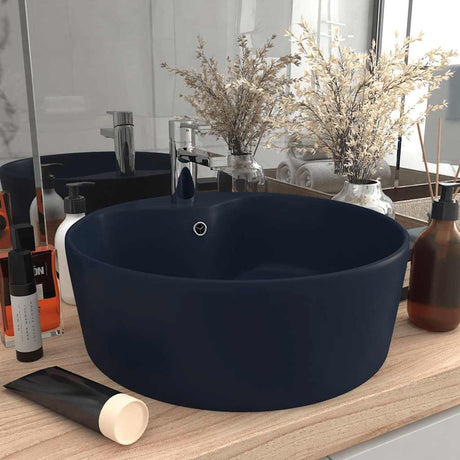 Vidaxl Washbasin med landing 36x13 cm keramisk matt mørkeblå