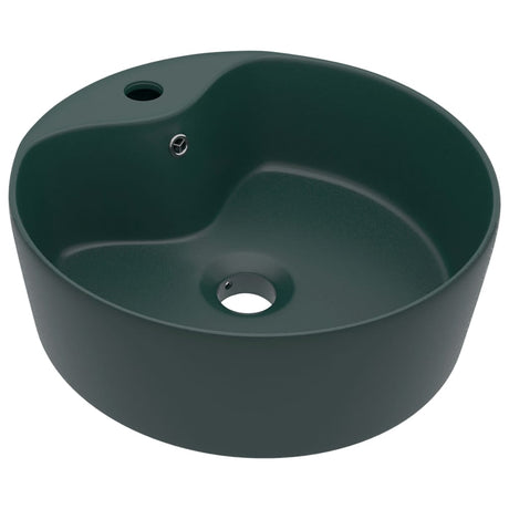 Vidaxl Washbasin med landing 36x13 cm keramisk matt mørkegrøn