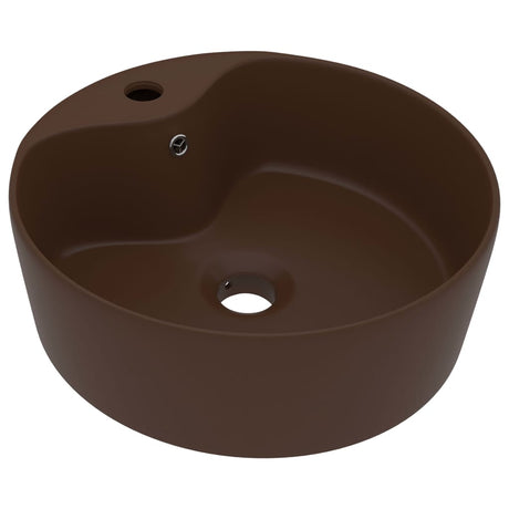 Vidaxl Washbasin med landing 36x13 cm keramisk matt mørkebrun