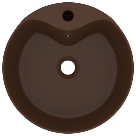 Vidaxl Washbasin med landing 36x13 cm keramisk matt mørkebrun