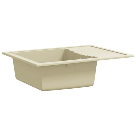 Vidaxl Sink med overløbshul oval granit beige