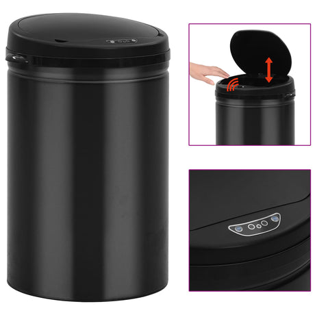 Vidaxl papirkurv kan med automatisk sensor 30 L Carbon Steel Black