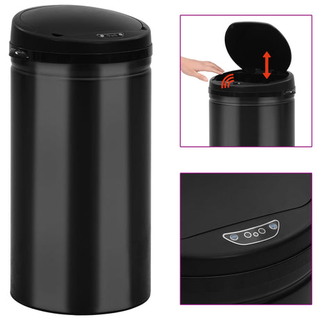 Vidaxl papirkurv kan med automatisk sensor 50 L Carbon Steel Black