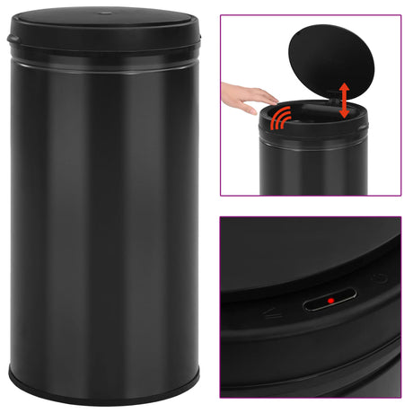 Vidaxl papirkurven kan med automatisk sensor 60 L Carbon Steel Black