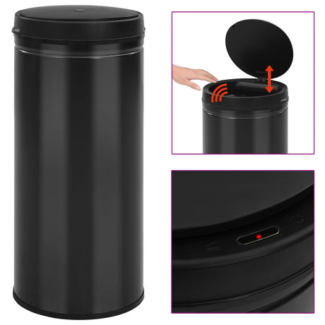 Vidaxl papirkurv kan med automatisk sensor 80 L Carbon Steel Black