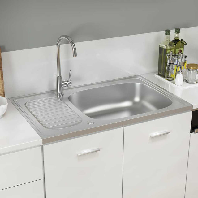 Vidaxx vask med afløbssæt 800x500x155 mm rustfrit stål sølv