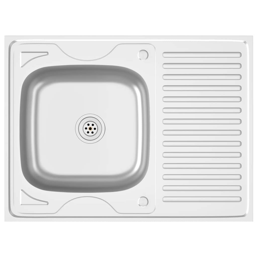 Vidaxx sink with drain set 800x600x155 mm stainless steel silver