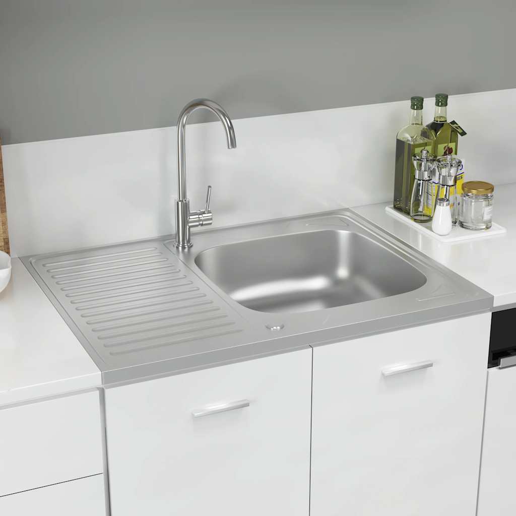 Vidaxx sink with drain set 800x600x155 mm stainless steel silver