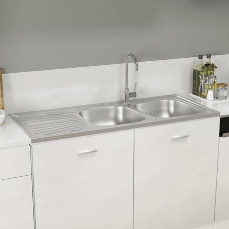 Vidaxx vask dobbelt skål 1200x600x155 mm rustfrit stål sølv